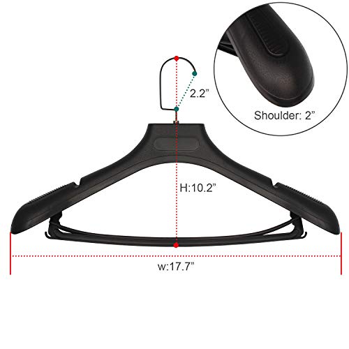 DEDU Suit Hangers for Men 15 Pack, Jacket Hangers Plastic Extra Wide Shoulder 17.7" No Bumper Portable,Heavy Duty with Pant Bar for Suit, Pant, Sweater, Coat and Sport Clothe (Black) - Image 3