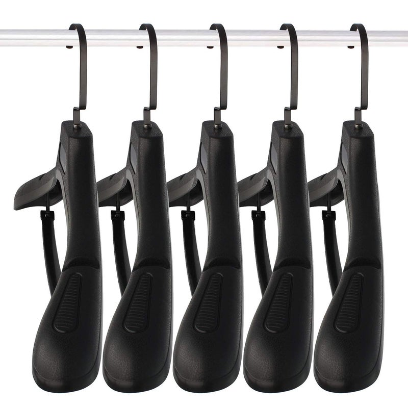 DEDU Suit Hangers for Men 15 Pack, Jacket Hangers Plastic Extra Wide Shoulder 17.7" No Bumper Portable,Heavy Duty with Pant Bar for Suit, Pant, Sweater, Coat and Sport Clothe (Black) - Image 4