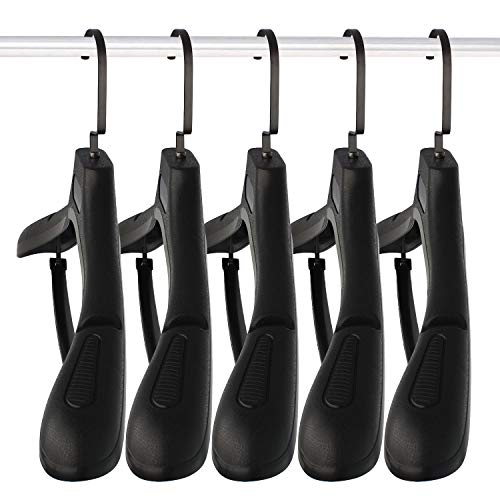 DEDU Suit Hangers for Men 15 Pack, Jacket Hangers Plastic Extra Wide Shoulder 17.7" No Bumper Portable,Heavy Duty with Pant Bar for Suit, Pant, Sweater, Coat and Sport Clothe (Black) - Image 1