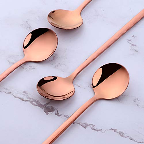 Poylim Cute Small Coffee Spoons Set of 8, 18/10 Stainless Steel Rose Gold Demitasse Spoons for Tea, Dessert, Appetizer, 5.1-inch - Image 3