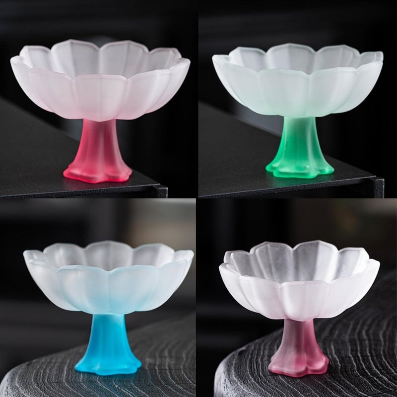 Boxonly Purple Lotus Glass Tea Cup  Handcrafted HighStem 70ML Tea Cup Wide Mouth Design for Tea Sake and Gifts Set of 2  - Image 2