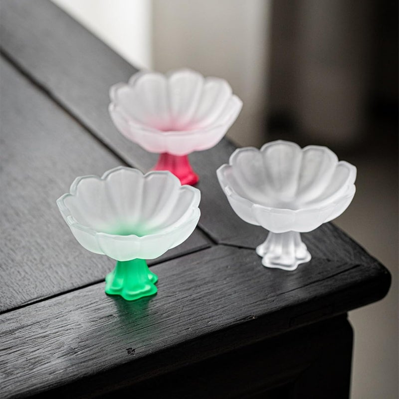 Boxonly Purple Lotus Glass Tea Cup  Handcrafted HighStem 70ML Tea Cup Wide Mouth Design for Tea Sake and Gifts Set of 2  - Image 5