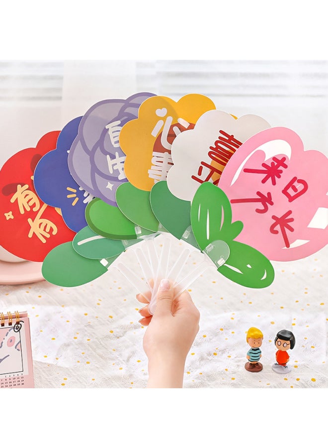 Primary School Students Reward Gifts Children's Class Activities Prizes Creative Inspirational Fans Summer To Push Practical Small New-Color:Inspirational Word Blessing Fan/100 Pieces  - Image 2
