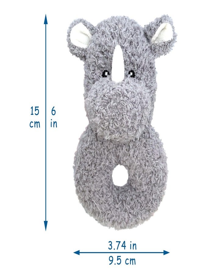 Doindute Baby Rhino Soft Rattle Toy, Plush Rhino Infant Shaker Rattle Easy-Grasp Stuffed Animal Toy, Gifts for Newborns Babies Toddlers Boys Girls, Gray, 6 Inches - Image 2
