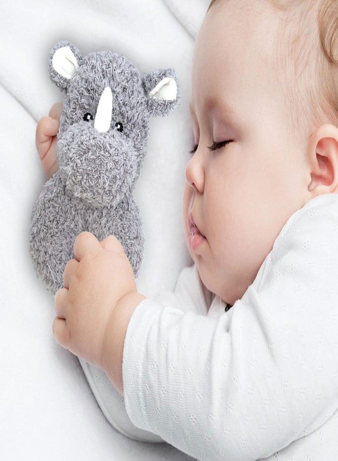 Doindute Baby Rhino Soft Rattle Toy, Plush Rhino Infant Shaker Rattle Easy-Grasp Stuffed Animal Toy, Gifts for Newborns Babies Toddlers Boys Girls, Gray, 6 Inches - Image 4