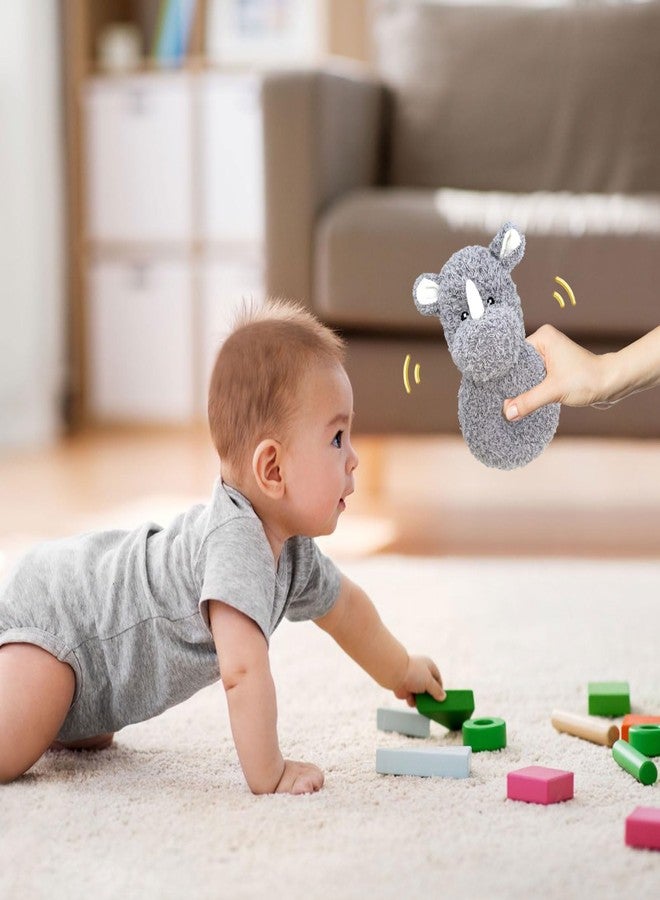 Doindute Baby Rhino Soft Rattle Toy, Plush Rhino Infant Shaker Rattle Easy-Grasp Stuffed Animal Toy, Gifts for Newborns Babies Toddlers Boys Girls, Gray, 6 Inches - Image 5
