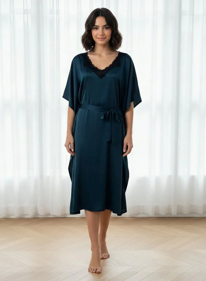 Aadaraya Adaraya Night Dress Short Sleeve With Belt