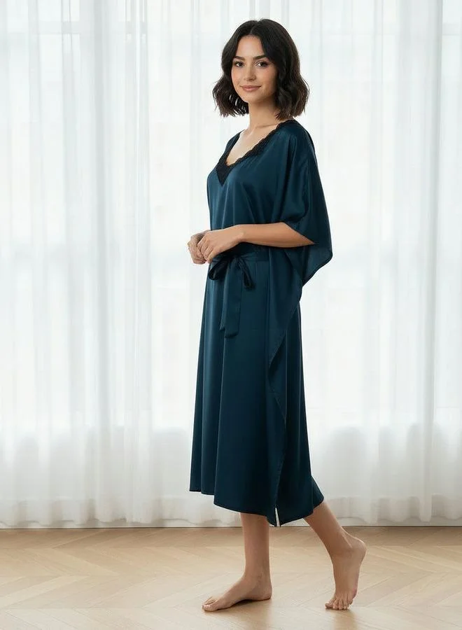 Aadaraya Adaraya Night Dress Short Sleeve With Belt