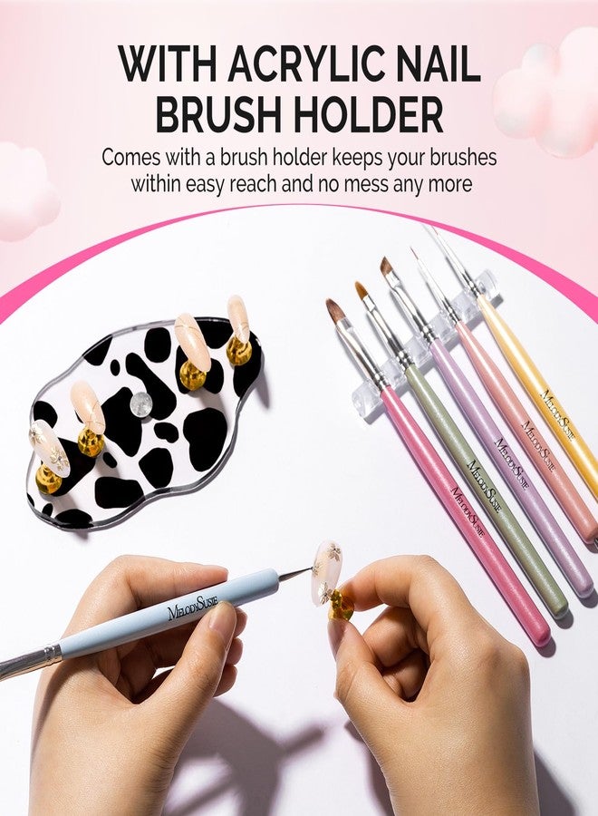 MelodySusie Nail Stand for Press Ons, Spotted Cloud Magnetic Base for Painting Display with Brush Holder and Reusable Double-Sided Tape for Home DIY Salon Supplies - Image 3