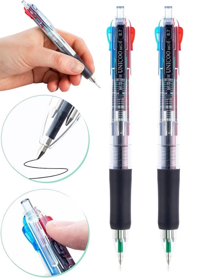 M&G 4 Color Retractable Ballpoint Pens 0.7mm Fine Point, Black Blue Red Green Ink, Soft Grip, 2 Pack - Image 1