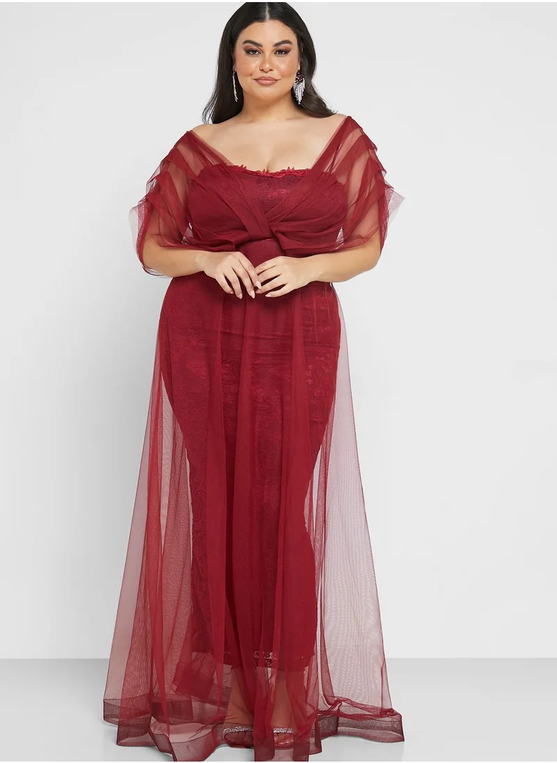 Ella Limited Curve Tulle Overlay Dress