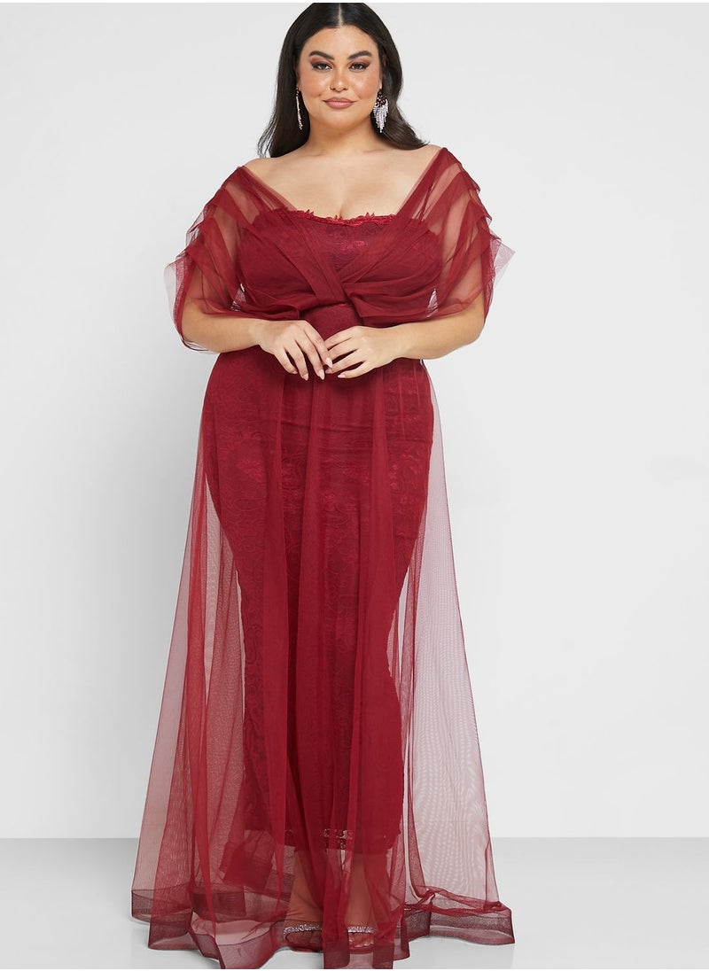 Ella Limited Curve - Tulle Overlay Dress - Image 1