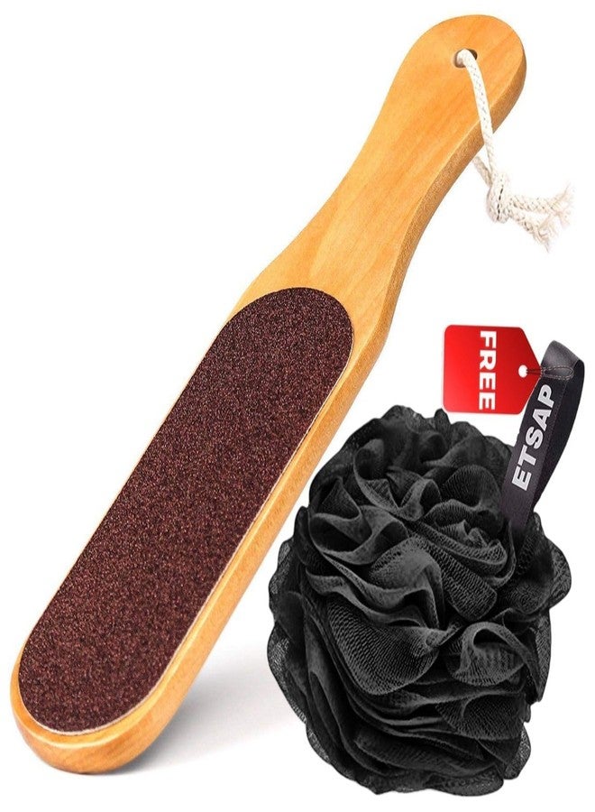 RIXTEC Double Sided Foot File Scrubber | Dead Skin & Callus Remover | Feet Scraper | Pedicure Tool with Wooden Handle - Image 1