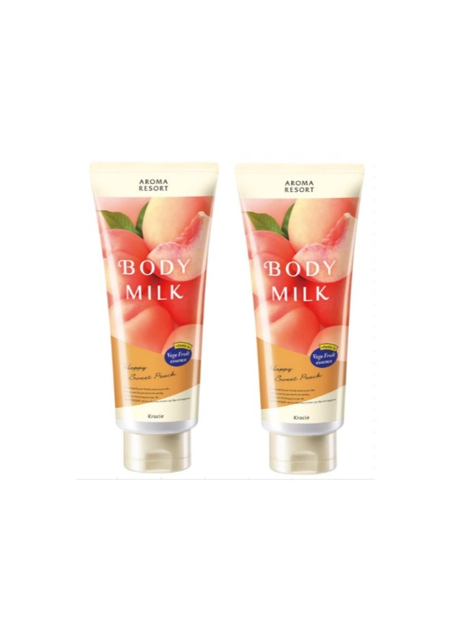 Kracie Body Milk Happy Sweet Peach 200 g,Pack of 2 - Image 1