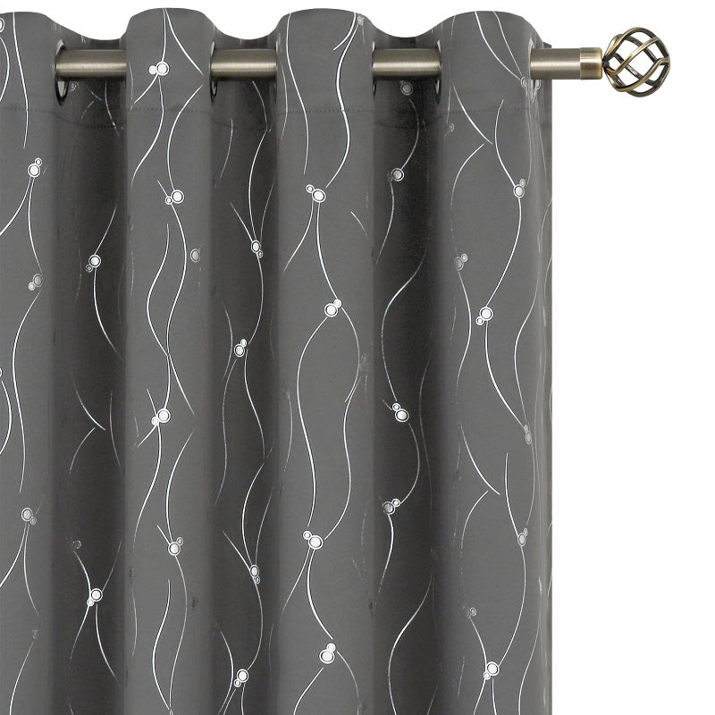 BGment Blackout Curtains for Bedroom/Living Room 84 Inch Length 2 Panels Set, Dark Grey Room Darkening Thermal Insulated Grommet Window Drapes with Pattern, Each Panel 52 x 84 Inch - Image 1