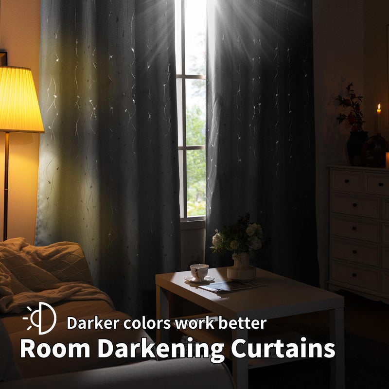 BGment Blackout Curtains for Bedroom/Living Room 84 Inch Length 2 Panels Set, Dark Grey Room Darkening Thermal Insulated Grommet Window Drapes with Pattern, Each Panel 52 x 84 Inch - Image 3