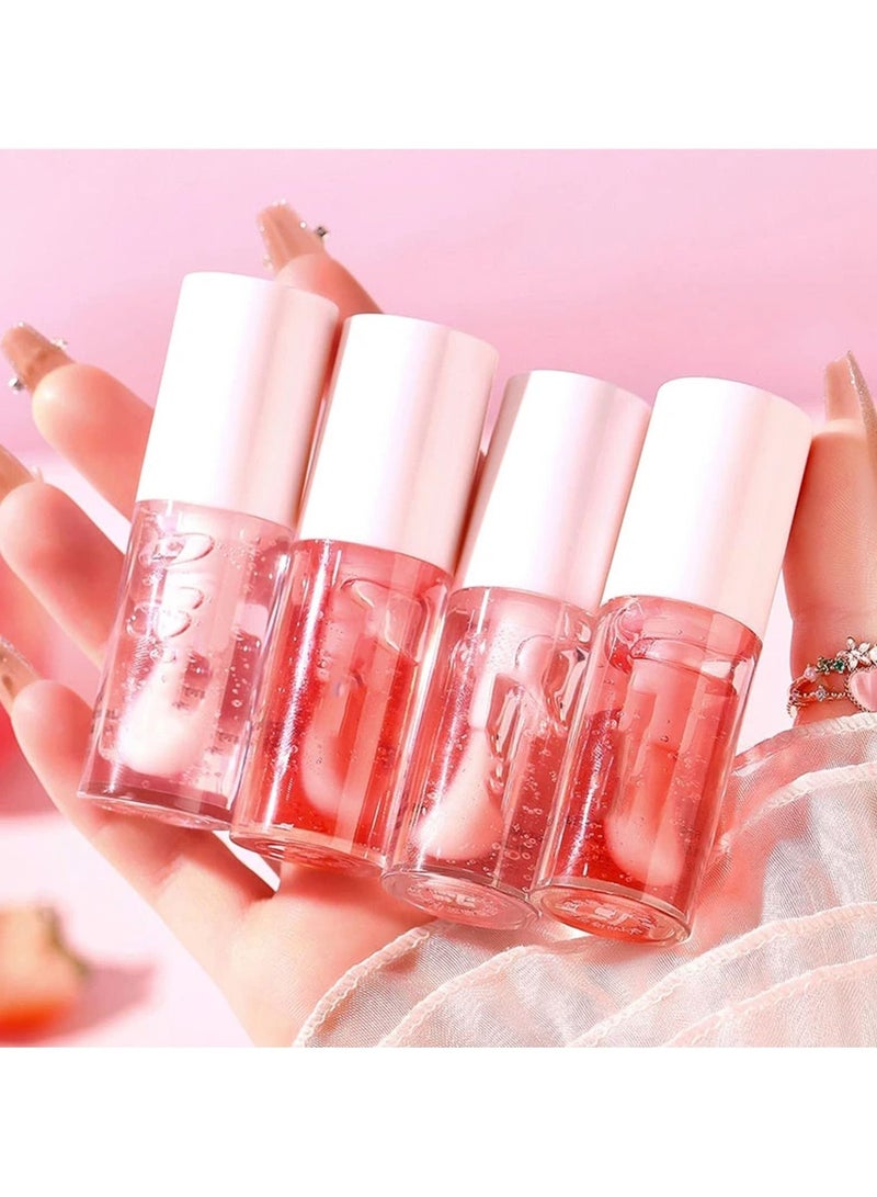 SYOSI مجموعة 2 قطعة من ملمعات الشفاه بنكهات الفواكه، مرطب طويل الأمد لشفاه لامعة، زيت شفاه شفاف بنكهات الفراولة والخوخ، بلسم للعناية بالشفاه - Image 2