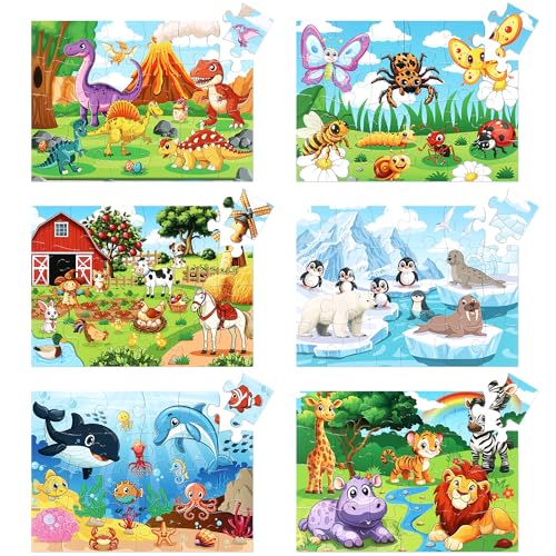 LELEMON Beach Animal Jigsaw Puzzles in a Metal Box 100 Pieces Beach Animal Party Jigsaw Puzzle for Kids Ages 48 Children Learning Educational Puzzles Toys - Image 1