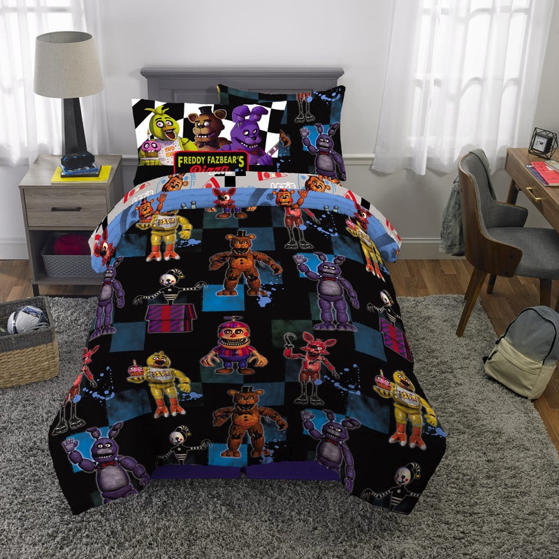 Franco Kids Bedding Super Soft Comforter and Sheet Set with Sham, 5 Piece Twin Size, Five Nights At Freddy's - Image 4