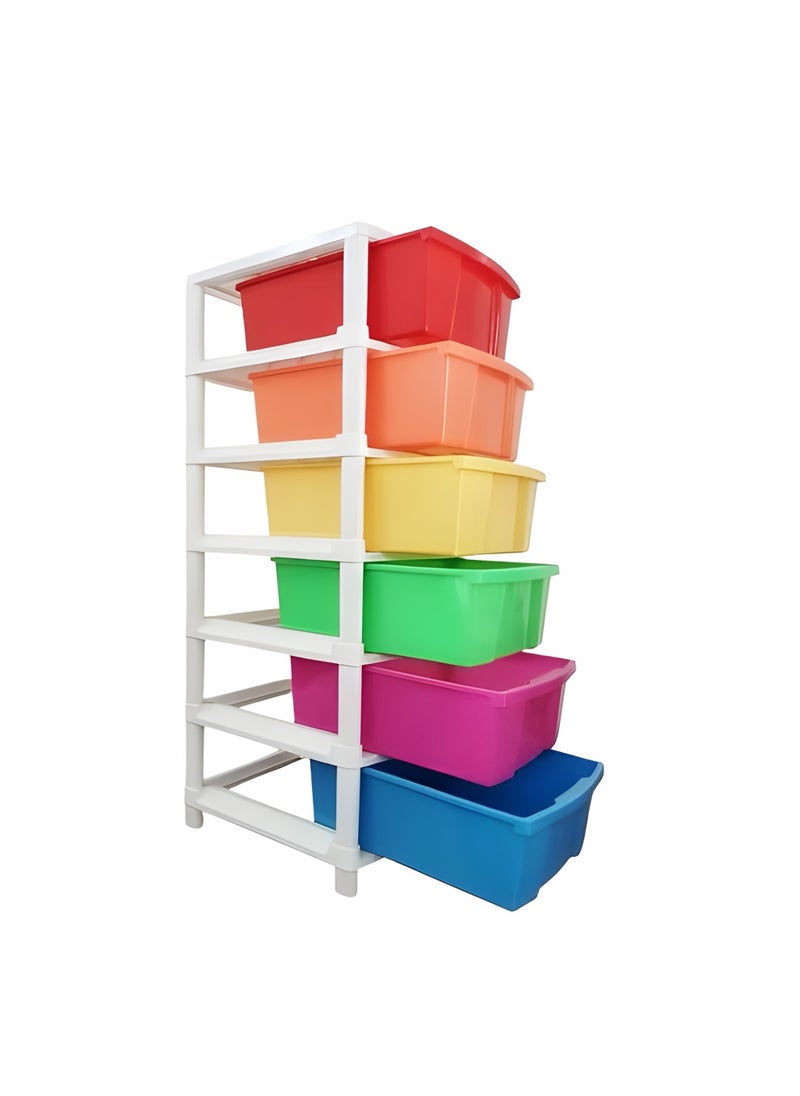 sulfar Sulfar 6XL Plastic Modular Drawer System for Home, Office, Hospital, Parlor, School, Doctors, Home and Kids, Product Dimension When assembeled (38cmx30cmx116cm) (6XL) (Multicolor)  - Image 1