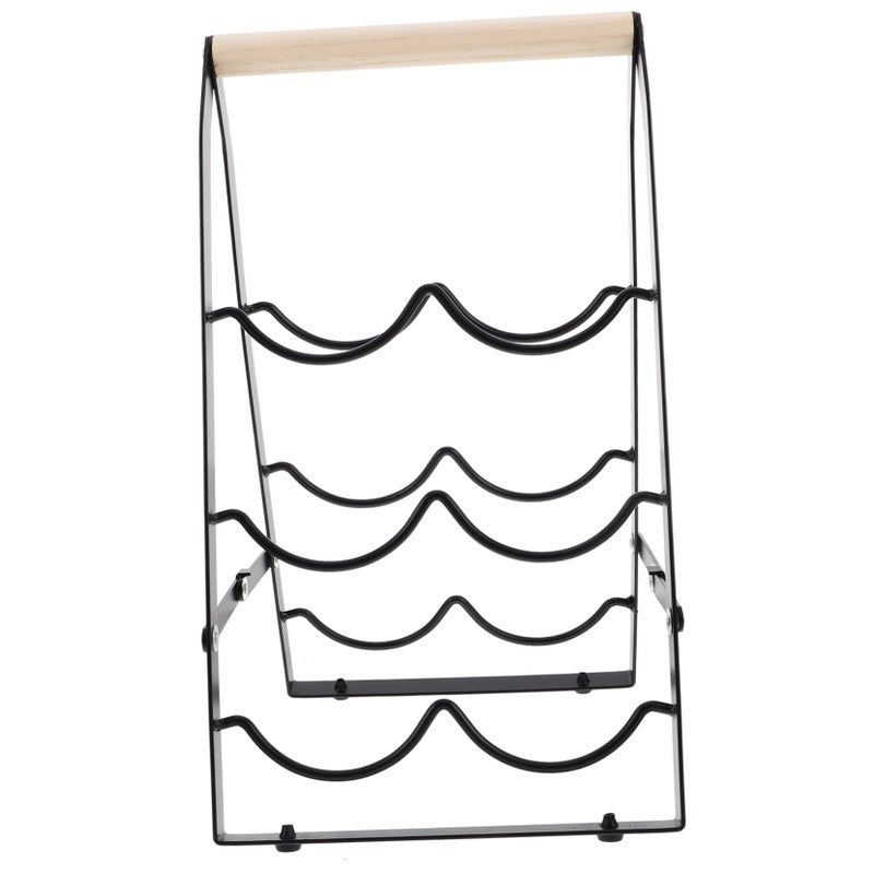 Black Iron Folding Wine Rack Space Saving Tabletop Bottle Organizer For Home Bar Cabinet Storage - Image 2