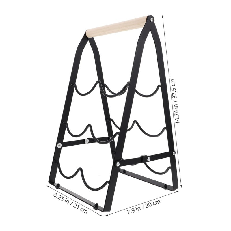 Black Iron Folding Wine Rack Space Saving Tabletop Bottle Organizer For Home Bar Cabinet Storage - Image 3