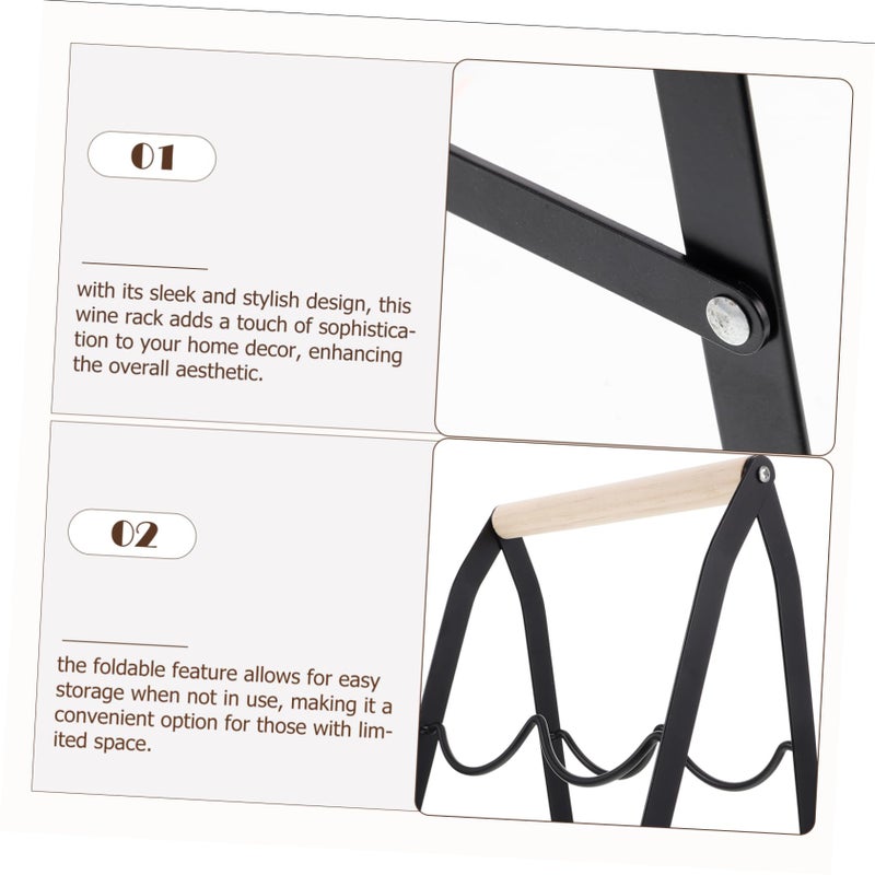 Black Iron Folding Wine Rack Space Saving Tabletop Bottle Organizer For Home Bar Cabinet Storage - Image 4