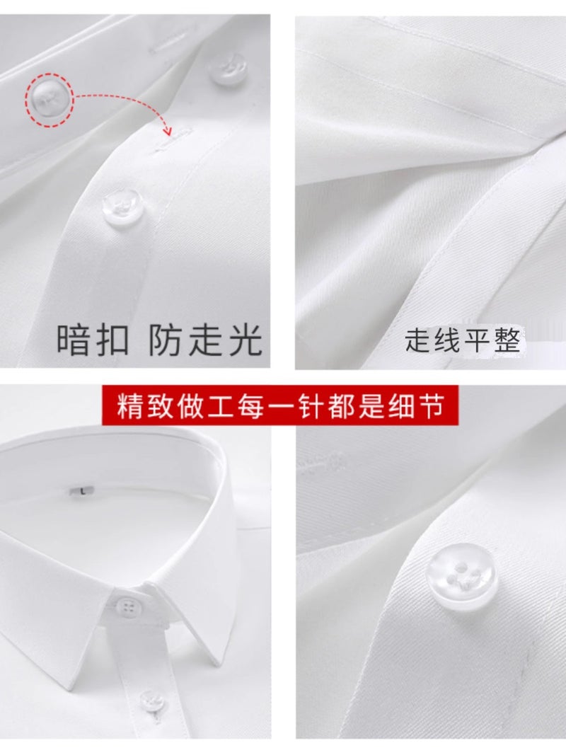 White Shirt Women'S Short-Sleeved New Cotton Shirt Professional Formal Top Work Clothing Business Work Clothes Slimming Look V Neck - Image 4