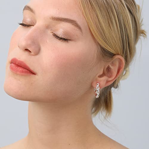 Senteria 925 Sterling Silver Earrings Hoops for Women Lightweight Twisted Hoop Earrings With Cubic Zirconia Hypoallergenic Hoops Earrings (30MM) - Image 2