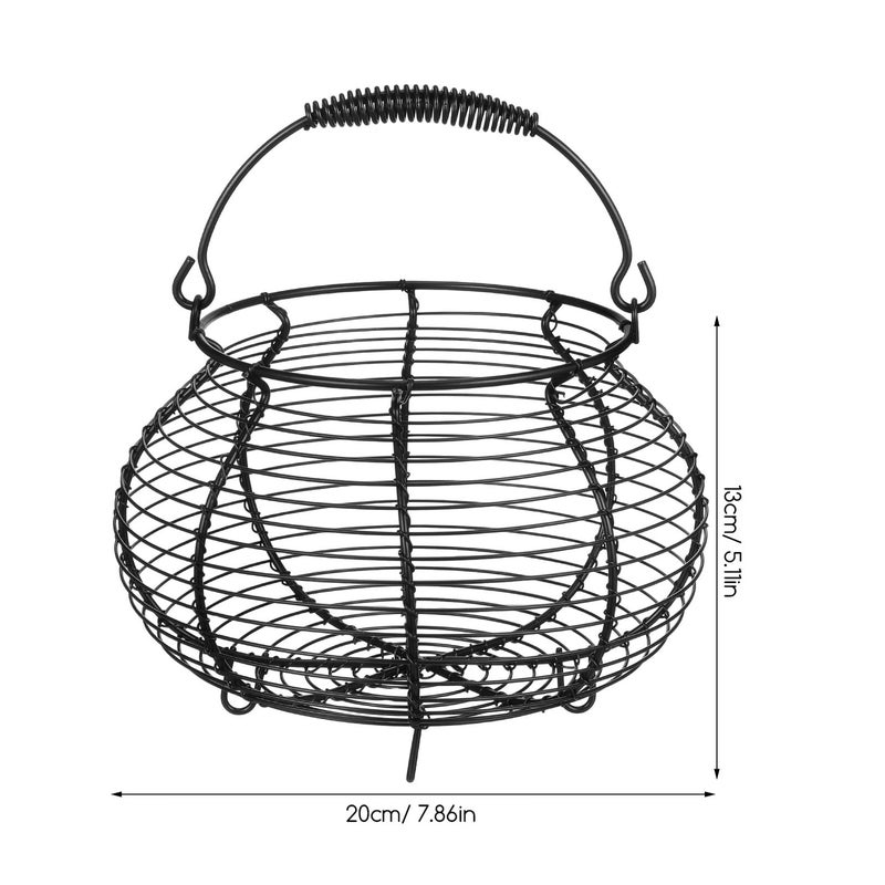 Vintage Iron Wire Basket With Handle 20x20x13cm Kitchen Storage For Eggs Fruits Vegetables - Image 3