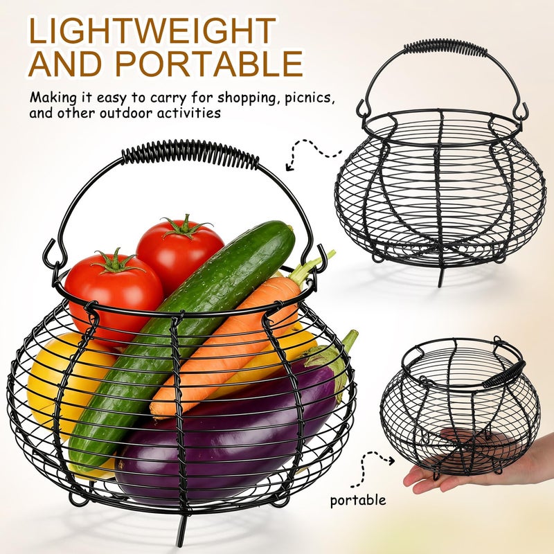 Vintage Iron Wire Basket With Handle 20x20x13cm Kitchen Storage For Eggs Fruits Vegetables - Image 4