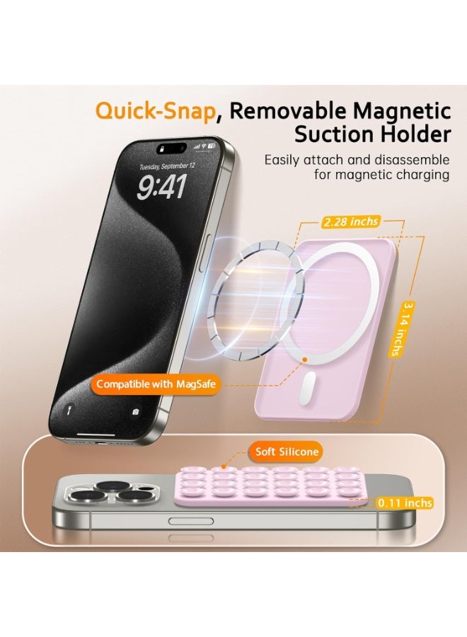 Magnetic Suction Cup Phone Mount for MagSafe Case, Removable Silicone Sticky Grip for iPhone 12/13/14/15/16, Hands-Free Selfies and Videos for TikTok & Instagram Influencer/Creator - Image 5