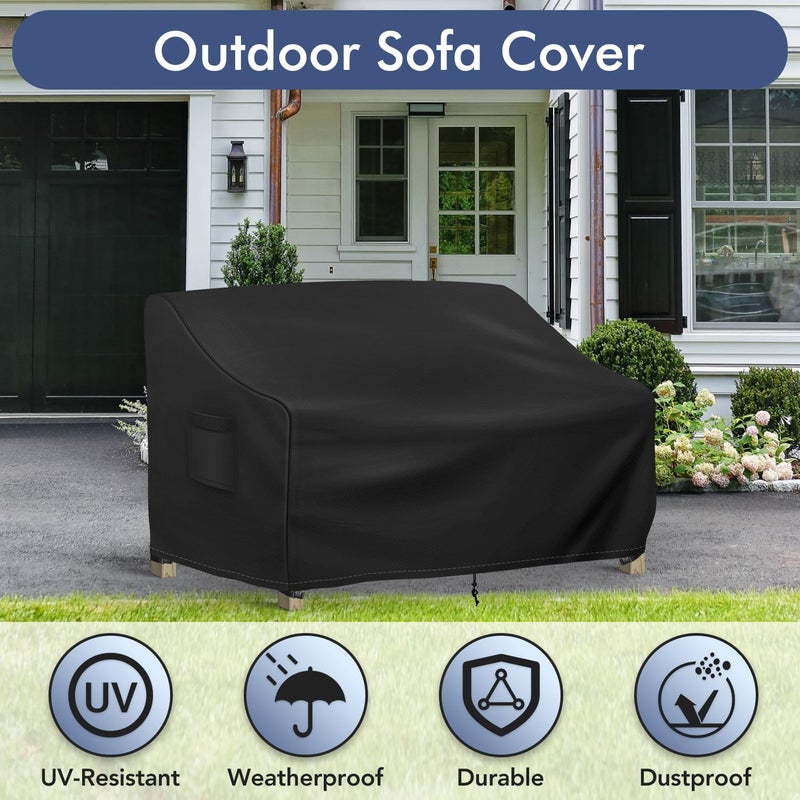Richwon Patio Loveseat Cover Waterproof, 2-Seater Outdoor loveseat Cover, Patio Furniture Covers with Air Vent and Handles, 54W x 37D x 35H Inches, Black - Image 5