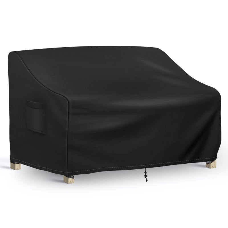 Richwon Patio Loveseat Cover Waterproof, 2-Seater Outdoor loveseat Cover, Patio Furniture Covers with Air Vent and Handles, 54W x 37D x 35H Inches, Black - Image 1