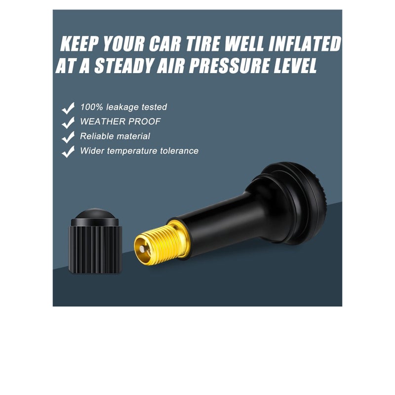Barakah 100 Pieces Tire Valve Stems Rubber Black Rubber Snap-in Valve Stems Standard Length Replacement Tire Valve Stems for Car Tubeless Rim Holes Replacement (0.7 x 1.7, 0.7 x 1.4, 0.7 x 2 Inches) - Image 4