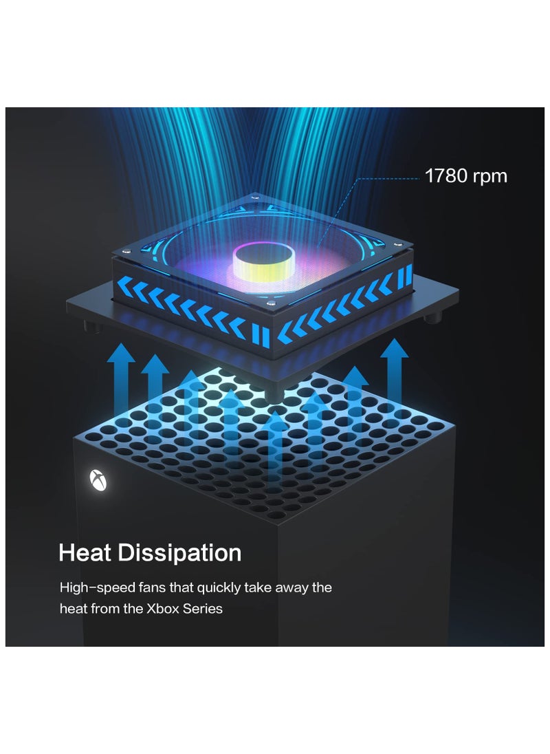 Cooling Fan LED for X Xbox Series, Cooling Fan for Xbox Series X with LED RGB Light, USB Powered and Remote Control or App Control, Various Colorful LED Lights, Low Noise, Xbox Series X