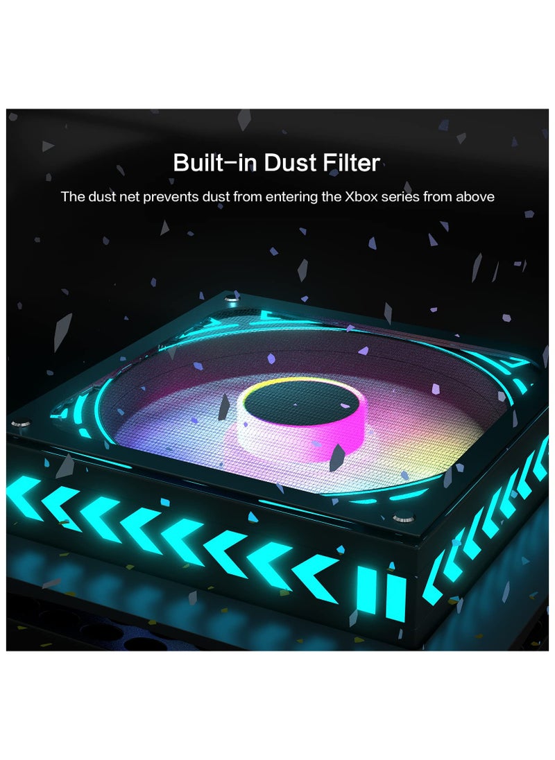 Cooling Fan LED for X Xbox Series, Cooling Fan for Xbox Series X with LED RGB Light, USB Powered and Remote Control or App Control, Various Colorful LED Lights, Low Noise, Xbox Series X