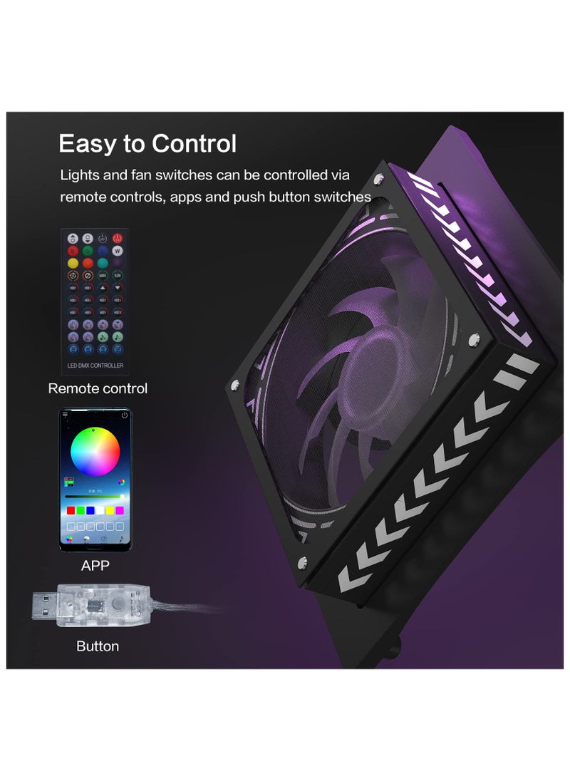 Cooling Fan LED for X Xbox Series, Cooling Fan for Xbox Series X with LED RGB Light, USB Powered and Remote Control or App Control, Various Colorful LED Lights, Low Noise, Xbox Series X