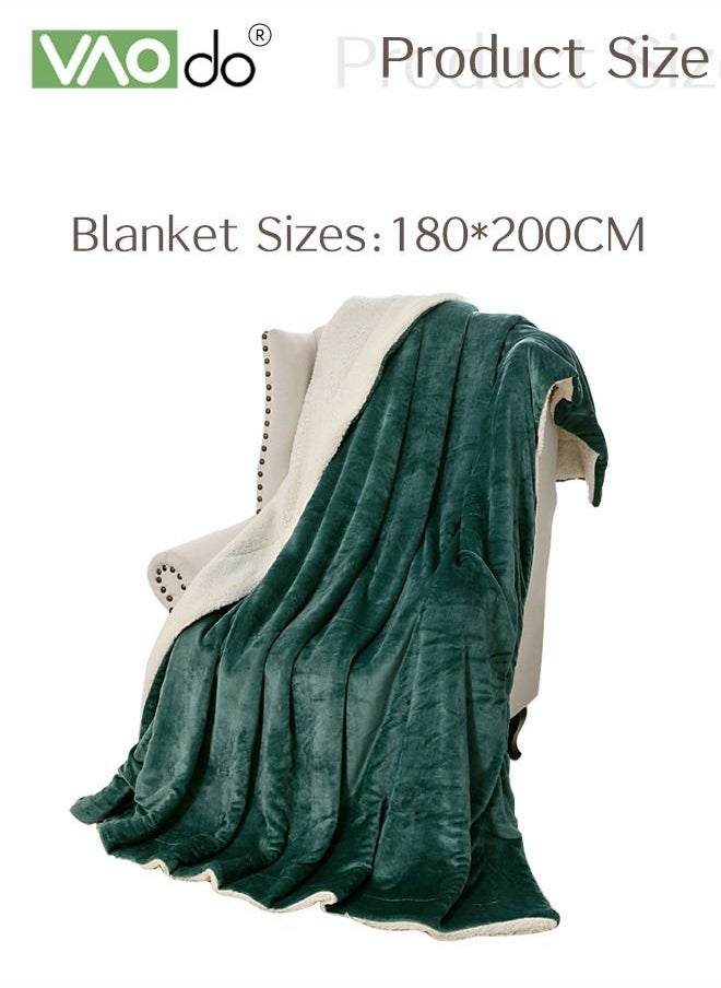 VAOdo Fleece Blanket Super Soft King Size Fleece Throw Blanket Warm And Cozy Reversible Plush Suitable For Office Bedroom Living Room Etc 180*200cm Green  - Image 5