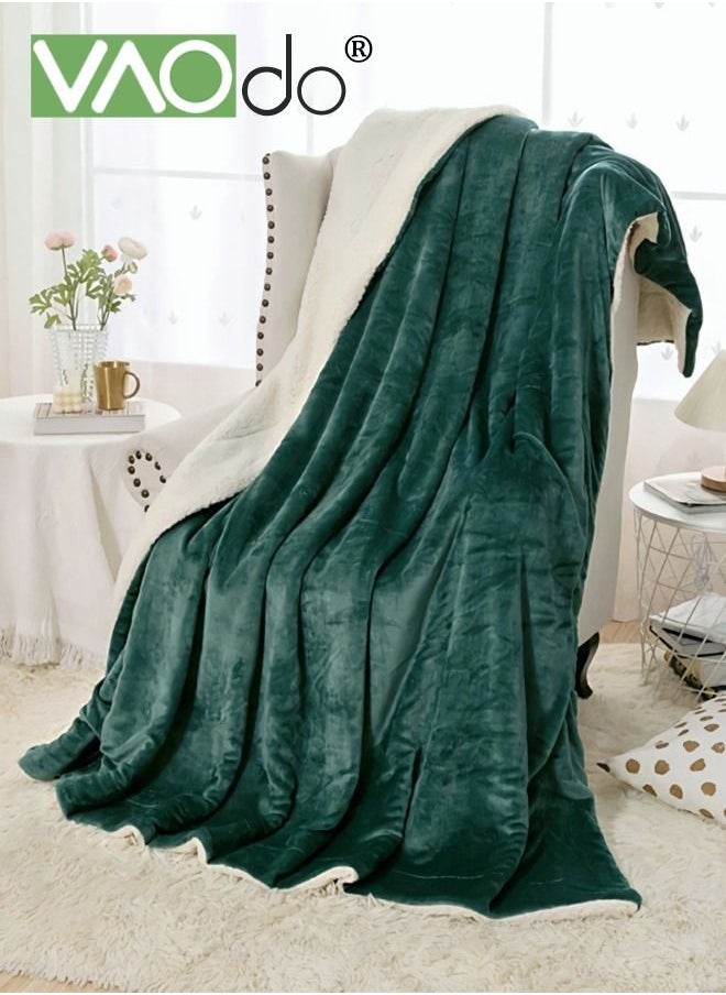 VAOdo Fleece Blanket Super Soft King Size Fleece Throw Blanket Warm And Cozy Reversible Plush Suitable For Office Bedroom Living Room Etc 180*200cm Green  - Image 1