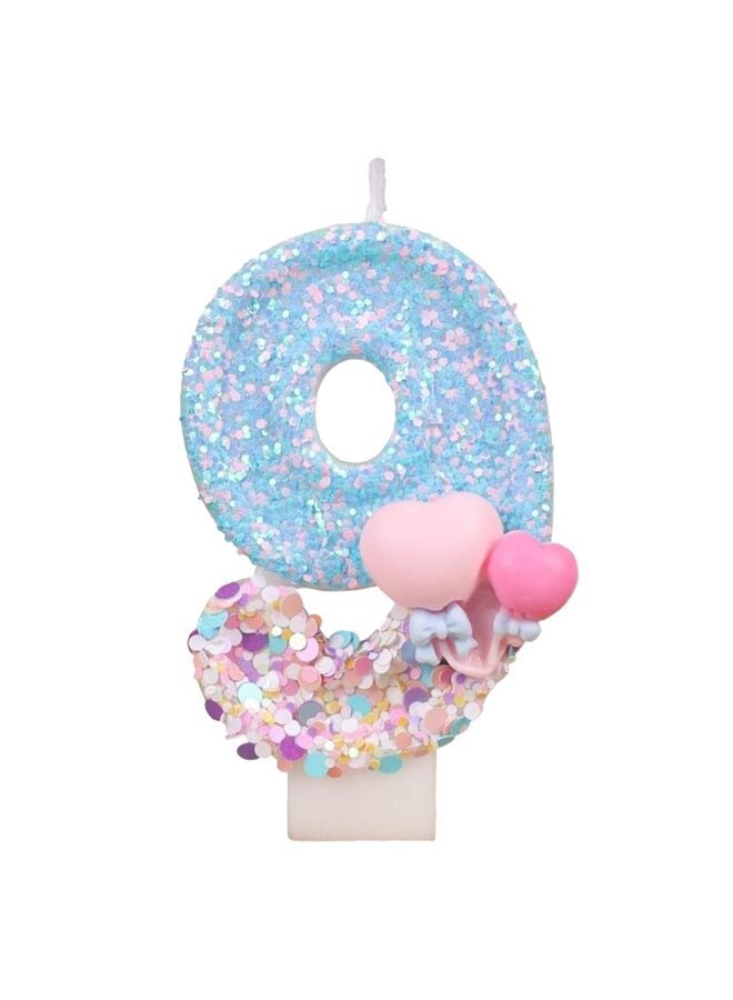 Heart Balloon Number Candles, Cake Decorations, Perfect for Girls' and Women's Parties, Anniversary Celebrations (Number 9) - Image 1