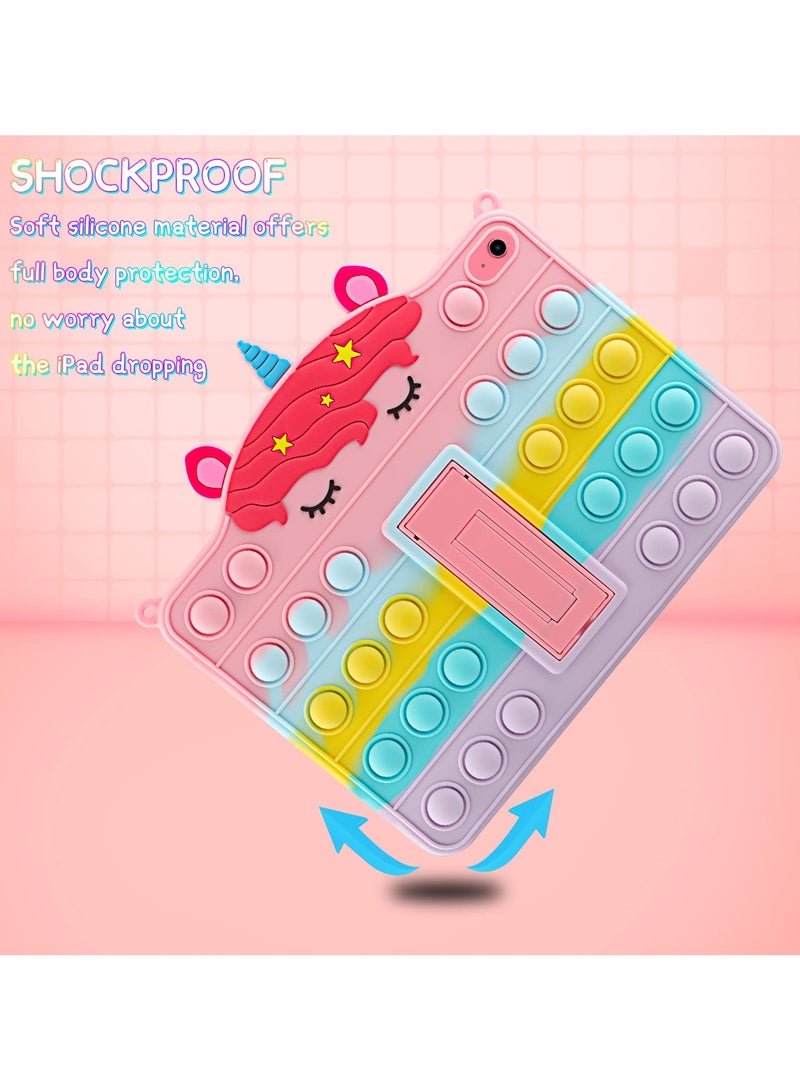 General for iPad 10th Generation Case 2022 with Kickstand Lanyard Keychain Silicone Fidget Bubble Case for Girls Women Cute Rainbow Pop Protective Tablet Cover for iPad 10th Gen 10.9 inch 2022  - Image 5