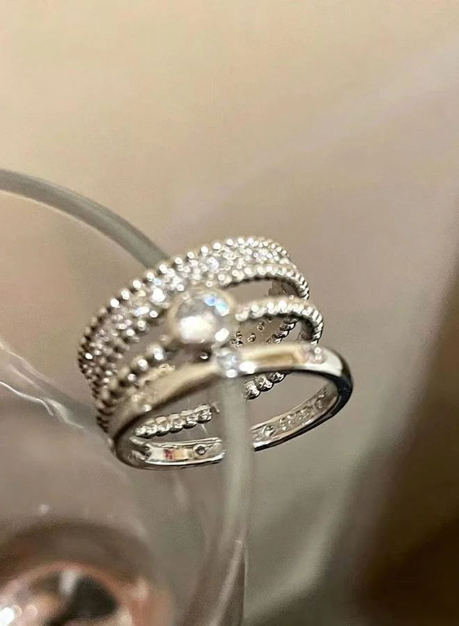 Take Two Pack of 3 - Silver Tone Rhinestone Embellished Rings