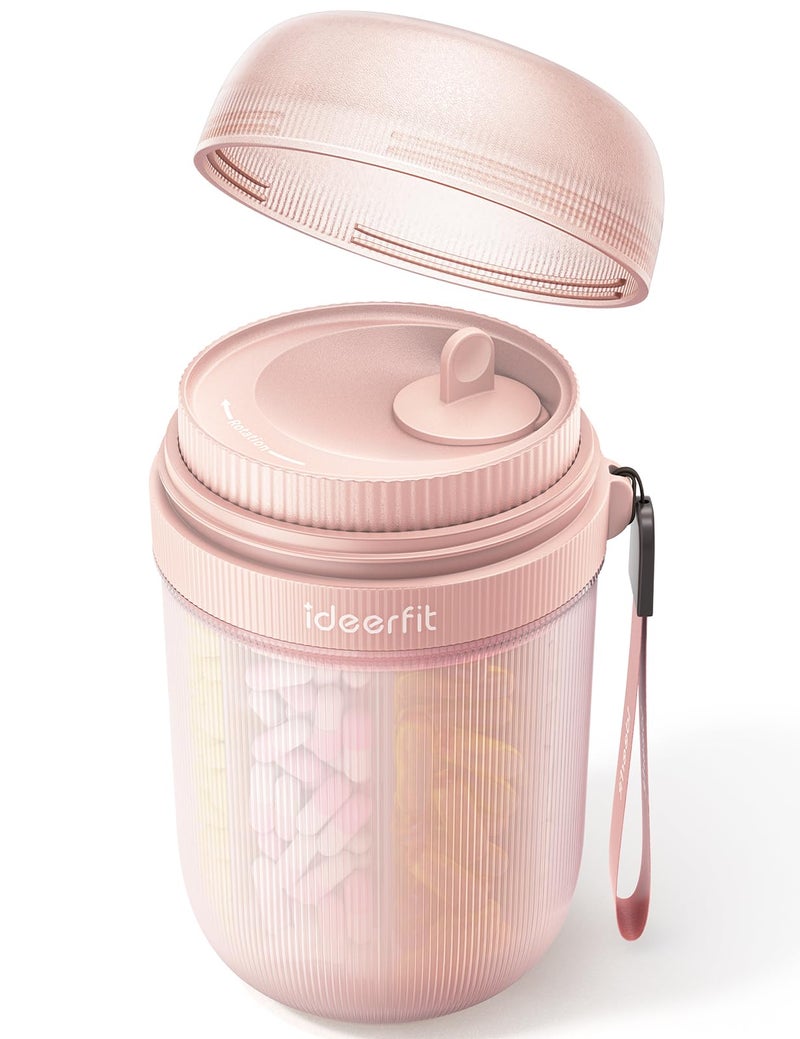 Ideerfit Large Pill Organizer with 7 Large Compartments,Pill Dispenser with Desiccant to Keep Medicines Fresh,Pill Bottle Organizer | Anti-Mixing | Light-Proof | Touch-Free,BPA-Free Vitamin Organizer,Rose Gold - Image 1
