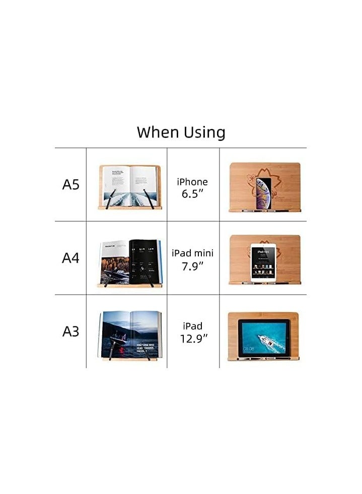 Green Tiger Book Stand, Adjustable Book Holder Tray and Page Paper Clips-Cookbook Reading Desk Portable Sturdy Lightweight Bookstand-Textbooks Books (39 * 28cm) - Image 5
