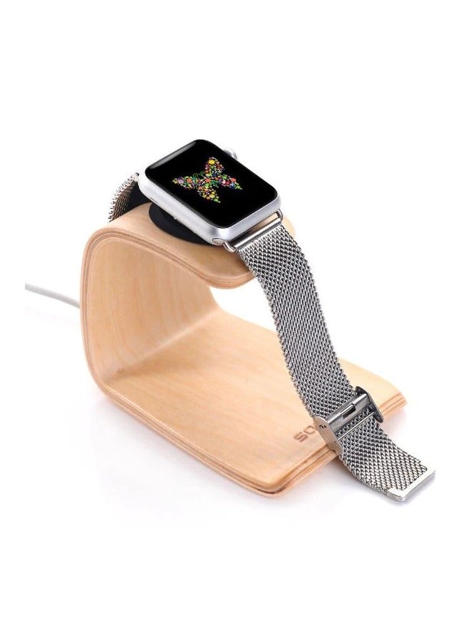 SAMDI Wooden Apple Watch Charging Stand Birch Wood Desktop Dock SD-007Bi - Image 1