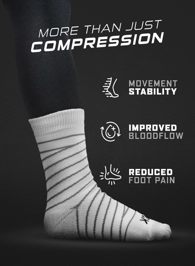 TCK Ankle Compression Socks for Men and Women - 20-30 mmHg (White/White, Medium) - Image 5