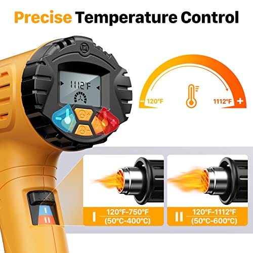 SEEKONE Heat Gun, SEEKONE 1800W Hot Air Gun Kit with Large Digital LCD Display Variable Temperature (122°F-1112°F) Memory Settings and 4 Nozzles for Paint Remover/Stripper, Home Improvement/Restoration - Image 2