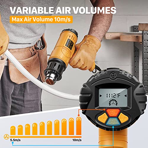 SEEKONE Heat Gun, SEEKONE 1800W Hot Air Gun Kit with Large Digital LCD Display Variable Temperature (122°F-1112°F) Memory Settings and 4 Nozzles for Paint Remover/Stripper, Home Improvement/Restoration - Image 3