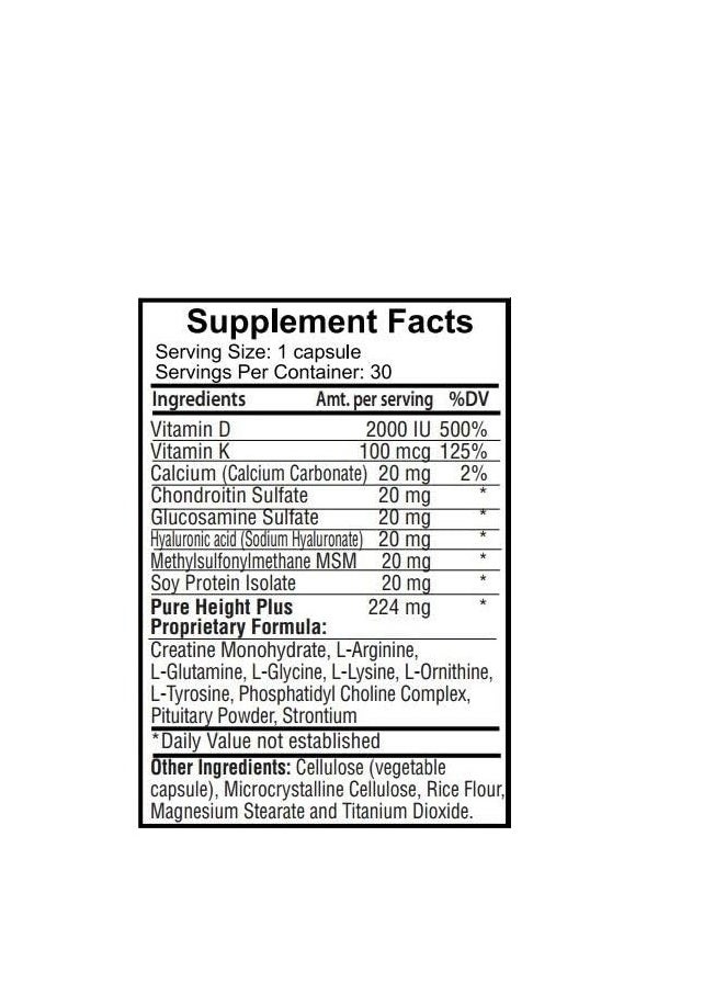 Pure BioTechnologies - Pure Height Plus Growth Vitamins for Kids, Teens & Adults 30 Capsules 30 Servings - Image 1